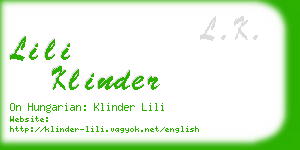 lili klinder business card